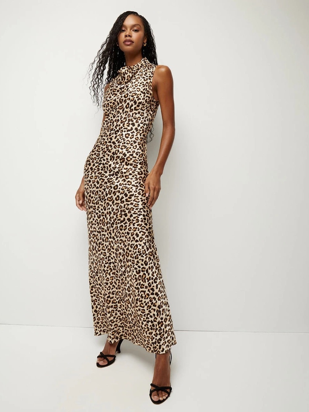 Veronica Beard Silk Sleeveless Maxi Dress in Leopard Print Sand Size 2 NWT